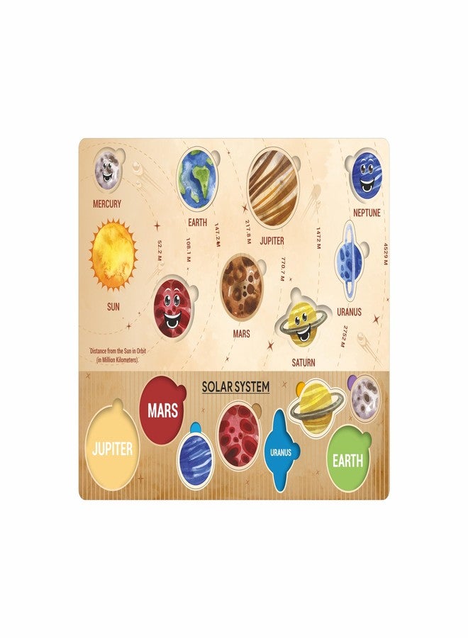 CRAFTICK Wooden Solar System Education Puzzles Fun Pre-School Toys|Educational Board for Kids Set of 1 Multicolor (Solar System) | Return Gifts for Girls and Boys - Image 3